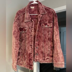 POL studded corduroy jacket wine